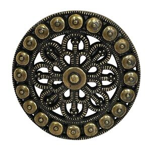 Vintage Brass Round Ornate Floral Belt Buckle Boho Bohemian Statement Chic